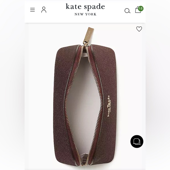 KATE SPADE Shimmy Glitter SMALL COSMETIC CASE in DEEP NOVA! Zipper Pouch Bag NWT - Picture 2 of 3